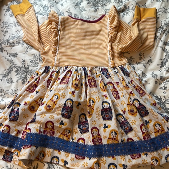 Wild Flowers Striped Yellow Russian Nesting Dolls Size 8 - Picture 6 of 7